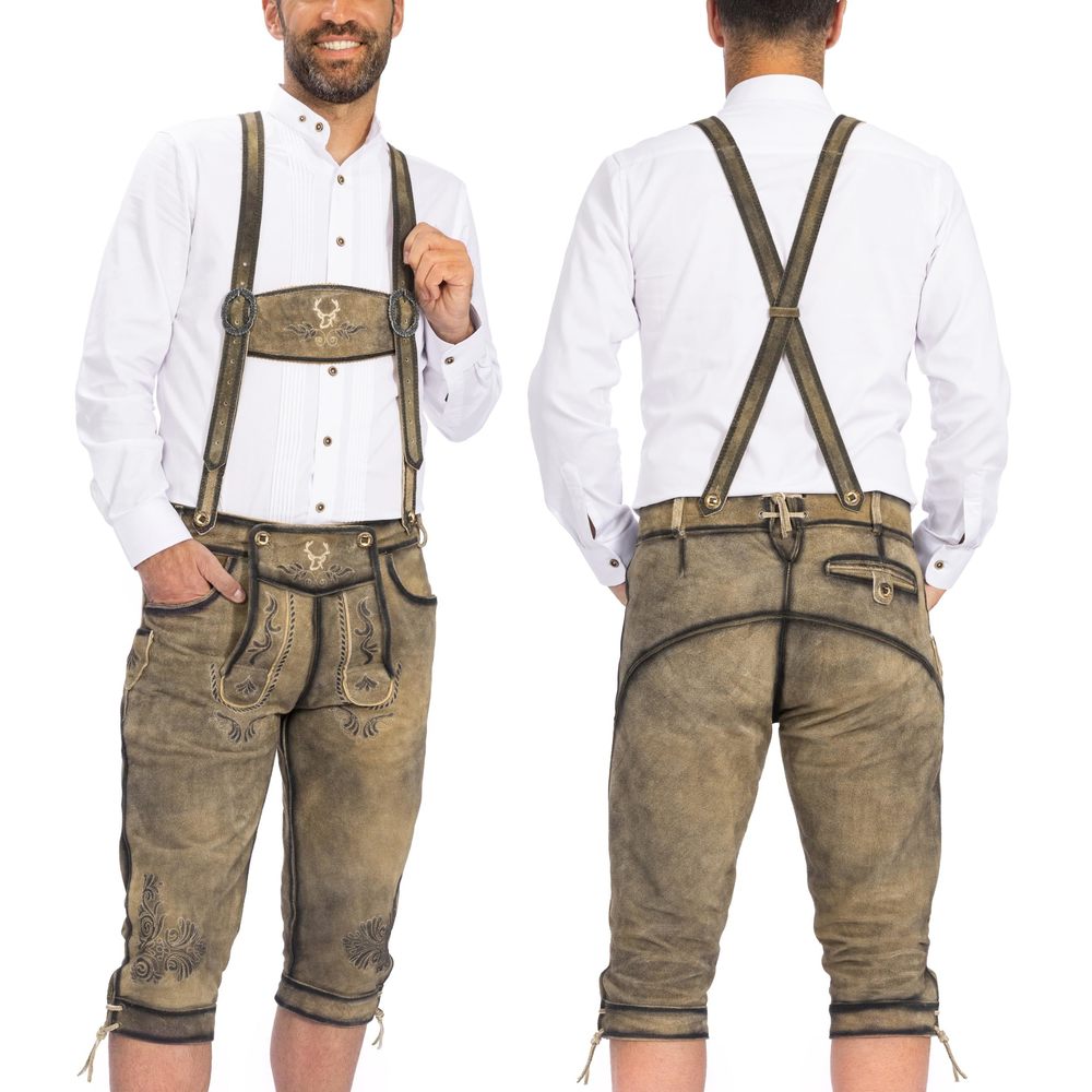 NEW OKTOBERFEST LEDERHOSEN MEN OKTOBERFEST COSTUME - GENUINE LEATHER, GERMA